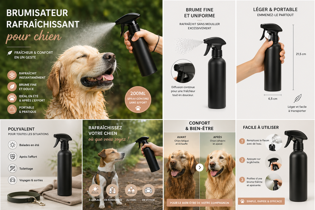 Brumisateur rafraîchissant pour chien – Spray fraîcheur portable